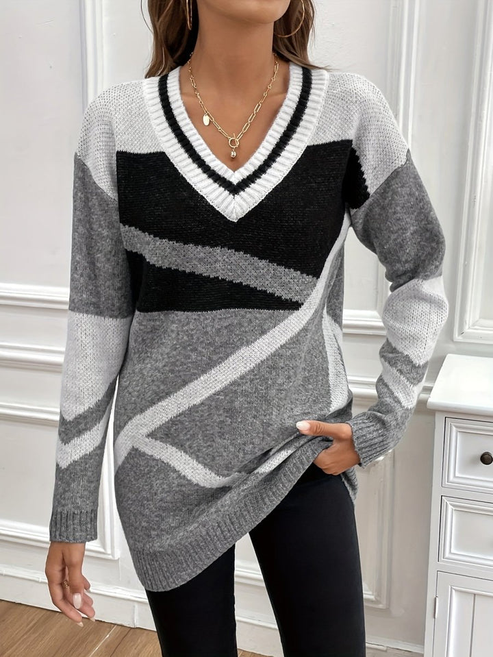 ElisaBerlin™ | Eleganter V - Ausschnitt Strickpullover - Elisa Berlin - pullover & westen
