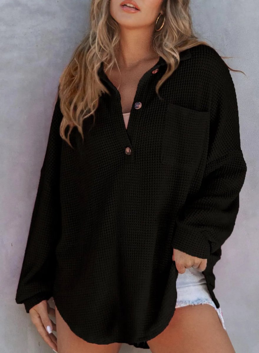 ElisaBerlin™ | Eleganter Waffelmuster Pullover - ElisaBerlin - 