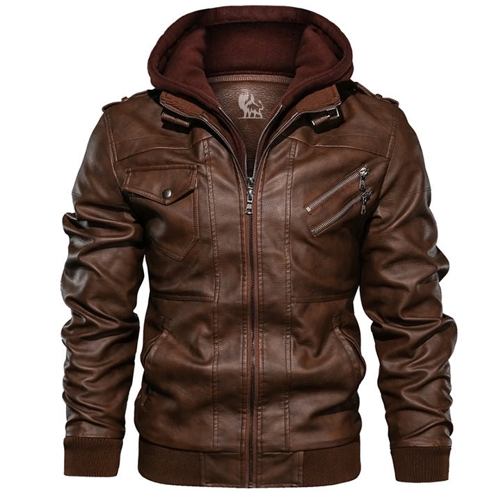 ElisaBerlin™ | Robuste Lederjacke mit Kapuze - Elisa Berlin - Winterjacken