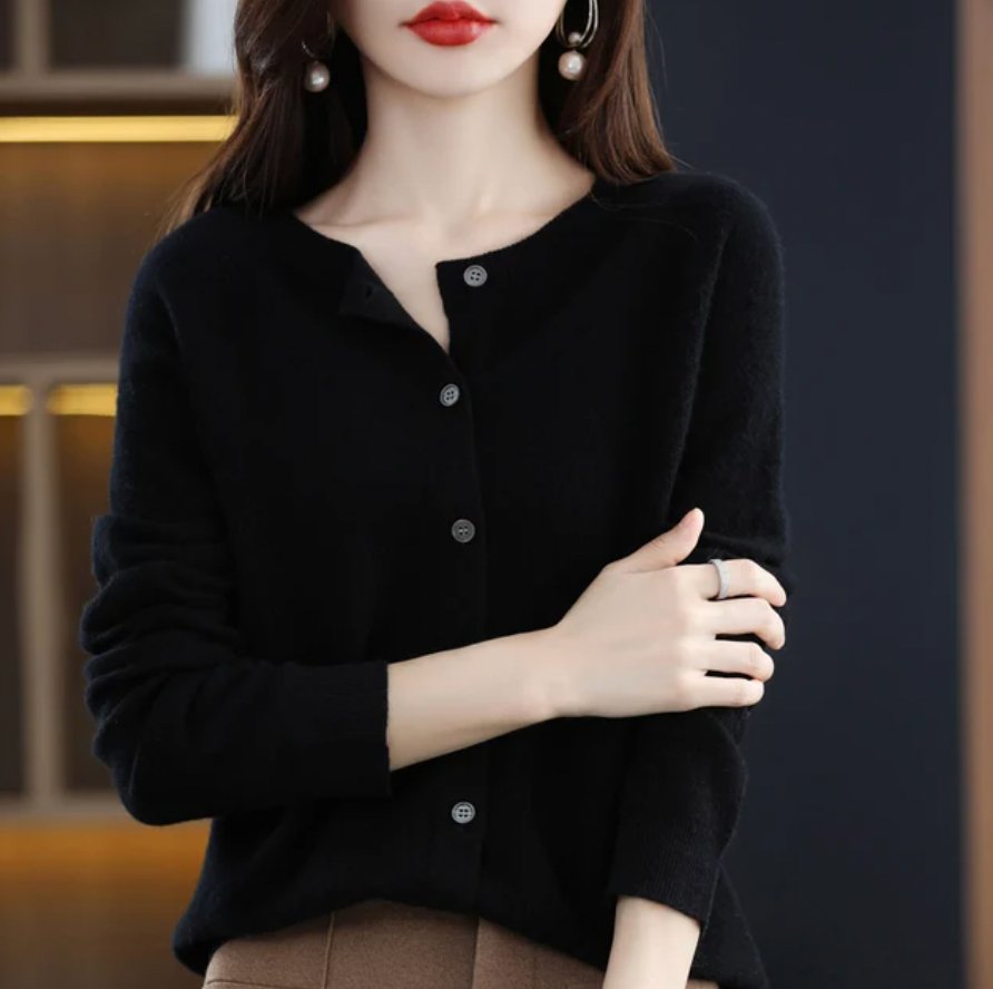 ElisaBerlin™ | Weiche Wolle Knopfjacke - ElisaBerlin - 