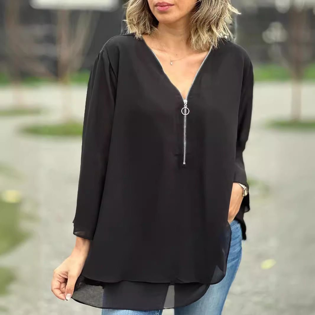 ElisaBerlin™ | Zip Chiffon Oberteil - ElisaBerlin - 