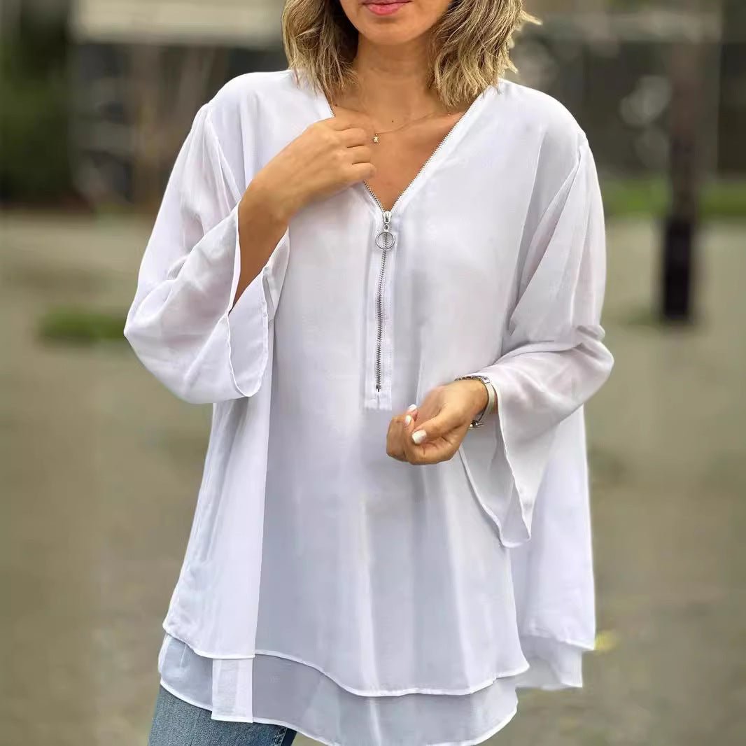 ElisaBerlin™ | Zip Chiffon Oberteil - ElisaBerlin - 