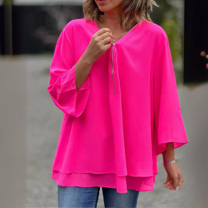 ElisaBerlin™ | Zip Chiffon Oberteil - ElisaBerlin - 