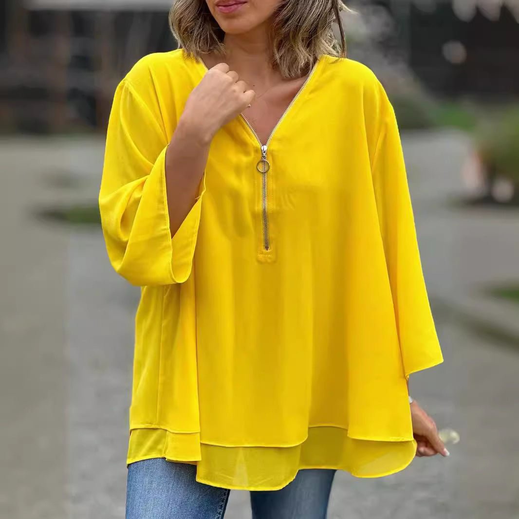 ElisaBerlin™ | Zip Chiffon Oberteil - ElisaBerlin - 