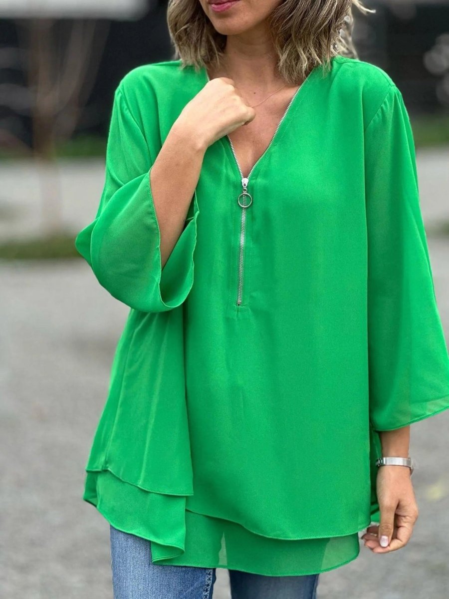 ElisaBerlin™ | Zip Chiffon Oberteil - ElisaBerlin - 